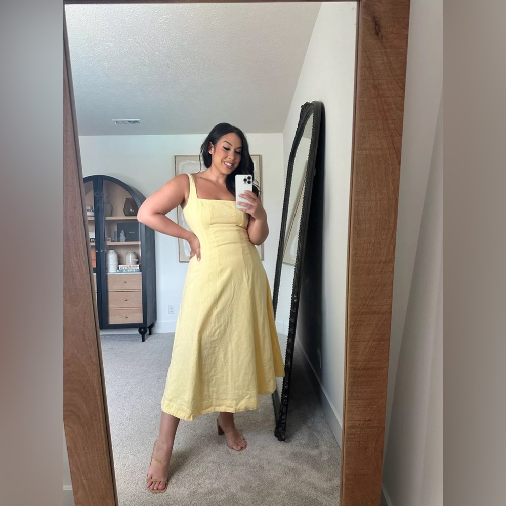 Old navy sunny fit and flare linen blend midi dress